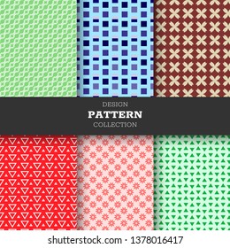 Collection of colorful seamless geometric patterns. Fashion 80-90s. line dot pattern 