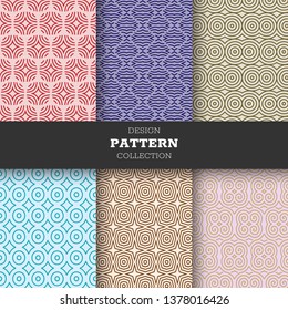Collection of colorful seamless geometric patterns. Fashion 80-90s. line dot pattern 