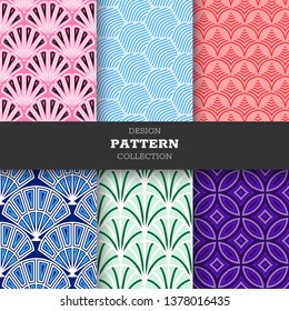 Collection of colorful seamless geometric patterns. Fashion 80-90s. line dot pattern 
