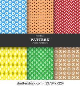 Collection of colorful seamless geometric patterns. Fashion 80-90s. line dot pattern 