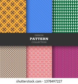 Collection of colorful seamless geometric patterns. Fashion 80-90s. line dot pattern 