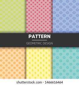 Collection of colorful seamless geometric patterns. Fashion 80-90s. line dot pattern 