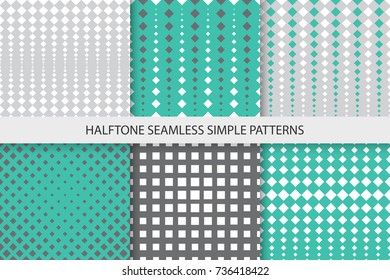 Collection of colorful seamless geometric patterns. Halftone motion texture.