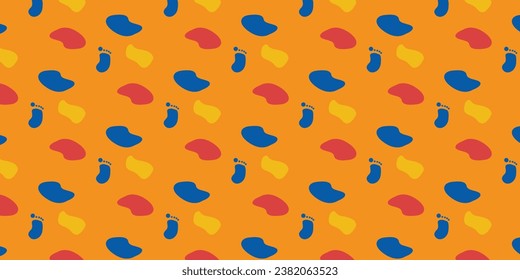 Collection of colorful seamless patterns. Creative abstract shapes background for kids or trendy design with abstract collage shapes. simple and fun doodle wallpaper print