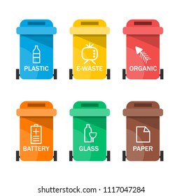 Collection of colorful separation recycle bin icon. Vector illustration