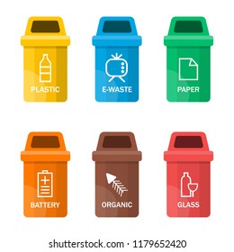 Collection of colorful separation recycle bin icon. Vector illustration