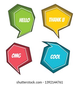 Collection of colorful set speech bubbles and dialog balloons. Vector illustration.