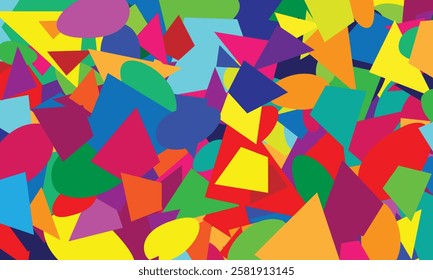 A collection of colorful shapes forms a unique vector background, blending bright hues and diverse patterns to enhance any digital design or artwork.

