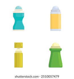 Collection of colorful, simple vector graphics of spice shakers for salt, pepper, and other seasonings