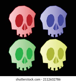 collection of colorful skull icons premium vector