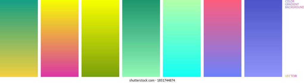 Collection of colorful smooth gradient background. Vector elements for banner, backdrop, productc, web design.