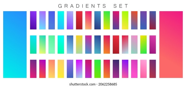 Collection of colorful smooth gradient background for graphic design. Vector illustration