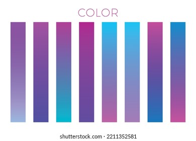 Collection of colorful smooth gradient background for graphic design. Vector illustration.