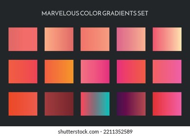 Collection of colorful smooth gradient background for graphic design. Vector illustration.