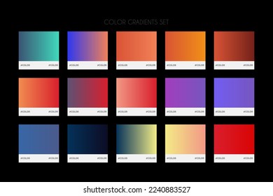 Collection of colorful smooth gradient background for graphic design. Vector illustration