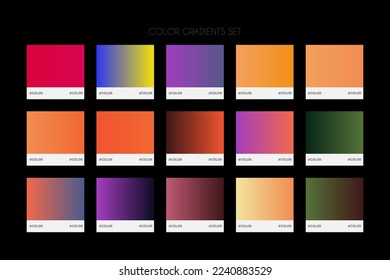 Collection of colorful smooth gradient background for graphic design. Vector illustration