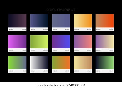 Collection of colorful smooth gradient background for graphic design. Vector illustration