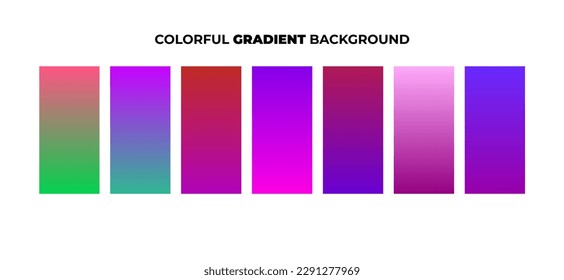 Collection of colorful smooth gradient background for graphic design. Vector illustration