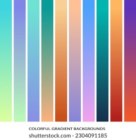 Collection of colorful smooth gradient background for graphic design. Vector illustration