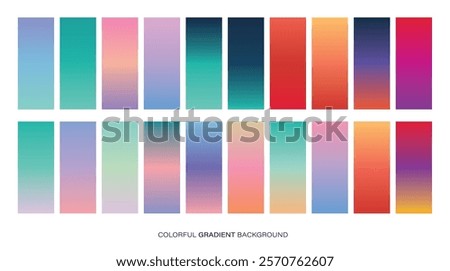 Collection of colorful smooth gradient background for graphic design. grainy texture.For covers,wallpapers, branding, business cards, social media and more. You can use the grain Vector illustration 
