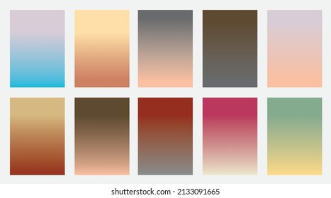 Kollektion von bunten, glatten Farbverlauf-Hintergründen für Grafikdesign. Vektorgrafik, Banner-Hintergrund