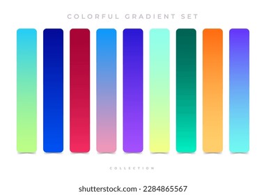 Collection of colorful smooth gradient backgrounds for graphic design. Vector illustration