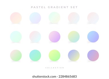 Collection of colorful smooth pastel gradient backgrounds for graphic design. Vector illustration