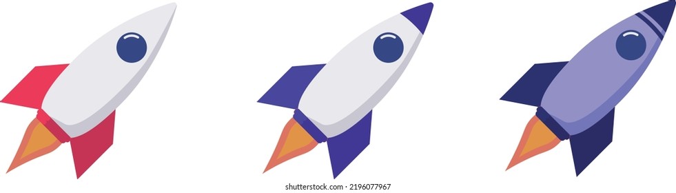 collection of colorful spaceships flat vector illustration