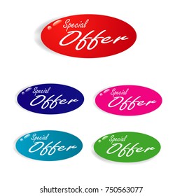 collection of colorful special offer button badge banner illustration