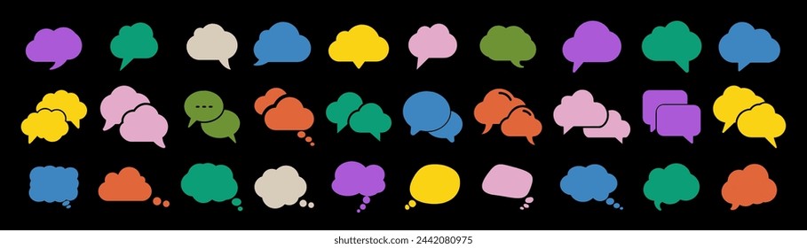 Collection of colorful speech balloon, chat bubble or dialog boxes. Talk bubble. 
