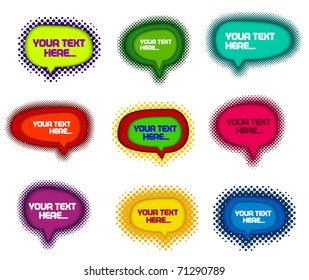colección de coloridas burbujas de habla