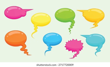 Colección de coloridas burbujas de discurso para la comunicación y la expresión
