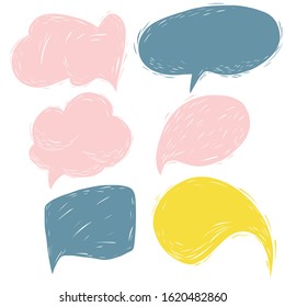 Collection of colorful speech bubbles and dialog balloons. Hand drawn illustration 