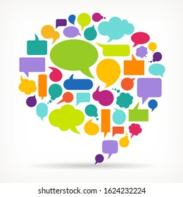 Collection of colorful speech bubbles and dialog balloons
