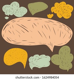 Collection of colorful speech bubbles and dialog balloons. Hand drawn illustration