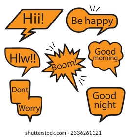 Collection of colorful speech bubbles and dialog balloons with different words, phrases, comments, shapes.