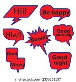 Collection of colorful speech bubbles and dialog balloons with different words, phrases, comments, shapes.
