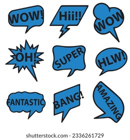 Collection of colorful speech bubbles and dialog balloons with different words, phrases, comments, shapes.