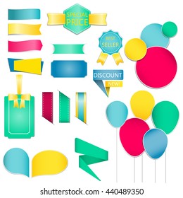 Collection of colorful speech bubbles and dialog balloons.Ribbon And Labels vector / Illustration