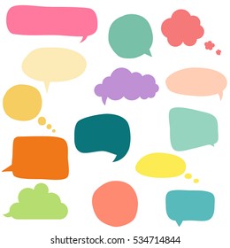 Collection of colorful speech bubbles and dialog balloons
