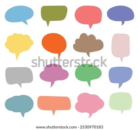 Collection of colorful speech bubbles in different shapes