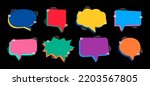 Collection of colorful speech bubbles. Isolated flat color vector illustration on black background
