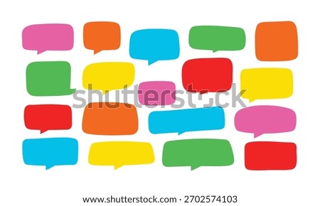A collection of colorful speech bubbles in various shapes and sizes, isolated on a
