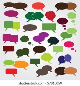 Collection of Colorful Speech And Thought Bubbles Background Vector