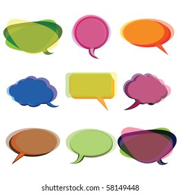 Colección de Vector de fondo de discurso colorido y burbujas de pensamiento