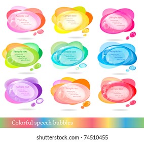 Colección de coloridas burbujas de habla y pensamiento. Vector.