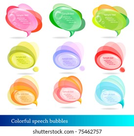 Colección de coloridas burbujas de habla y pensamiento. Vector.
