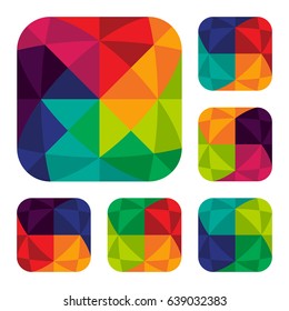 Collection of colorful square button icon