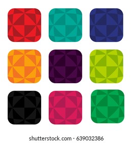 Collection of colorful square button icon
