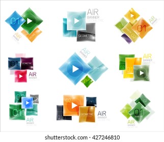 Collection of colorful square web boxes. Vector illustration